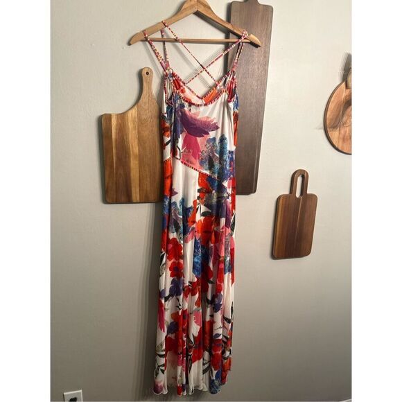 Didier Parakian Multicolor Floral Strappy Back Glittered Maxi Dress Size 1 - Picture 2 of 6